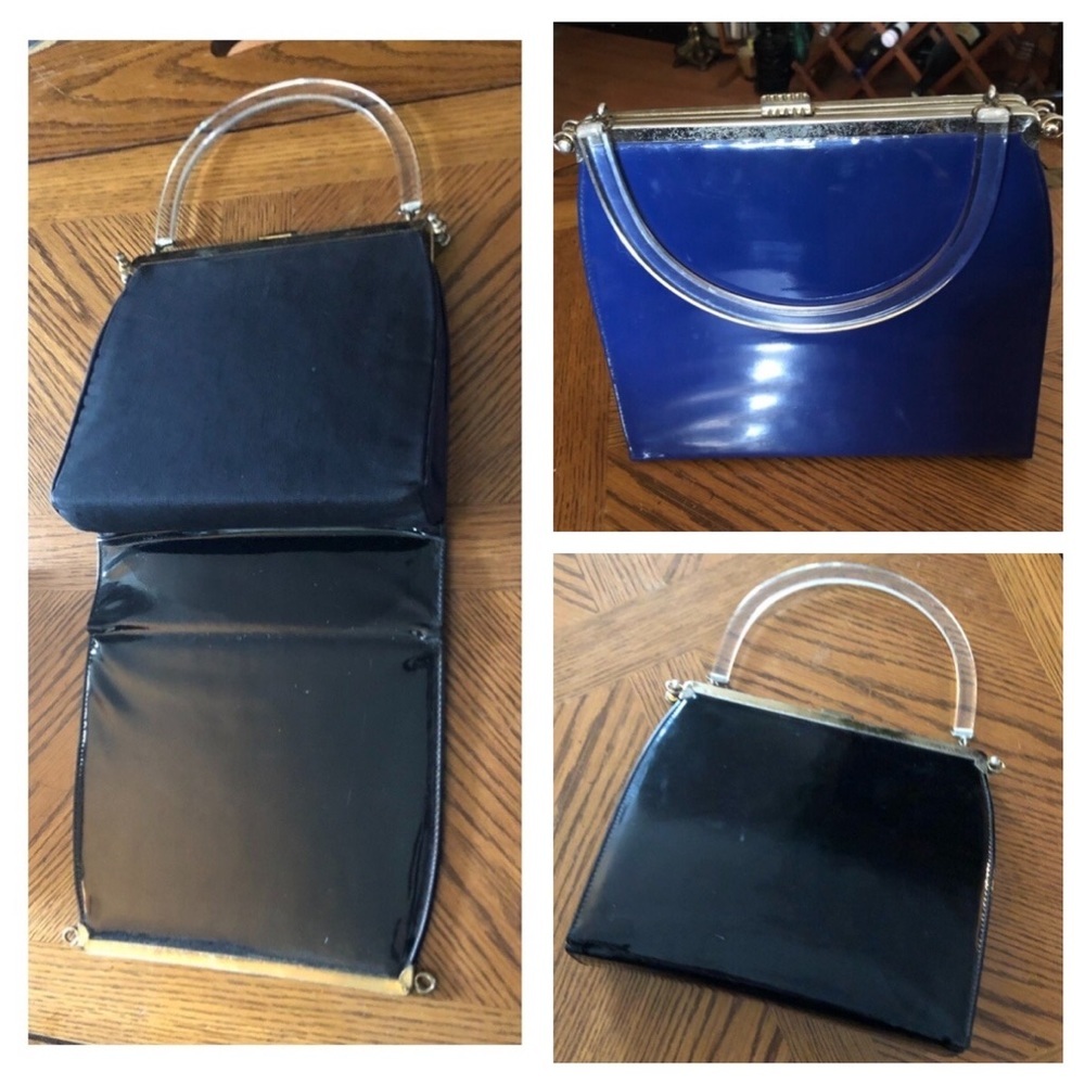 3 in 1 Blue Handbag w Lucite Handle - Picture 13 of 13